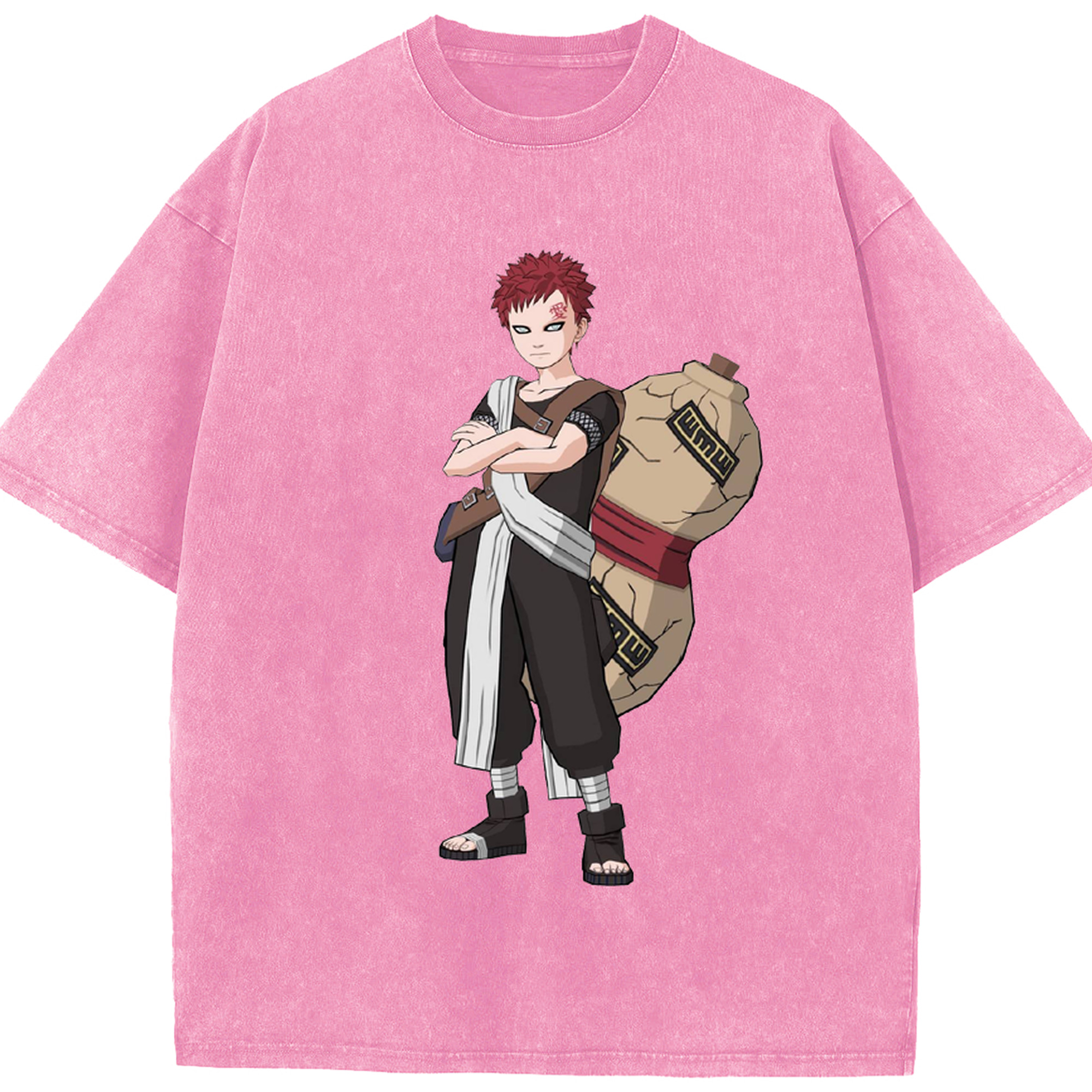 （画像用） NARUTO -ナルト- ガアラ Gaara 綿100% ヴィンテージ風 半袖Tシャツ（フロントプリント）